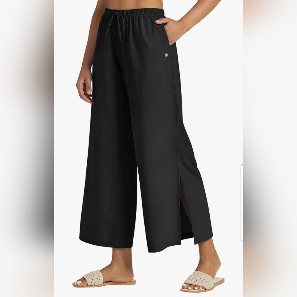 UPF 50+ Wide Leg Pants Pockets Elastic Waist Sun Protection Black Size S Willit